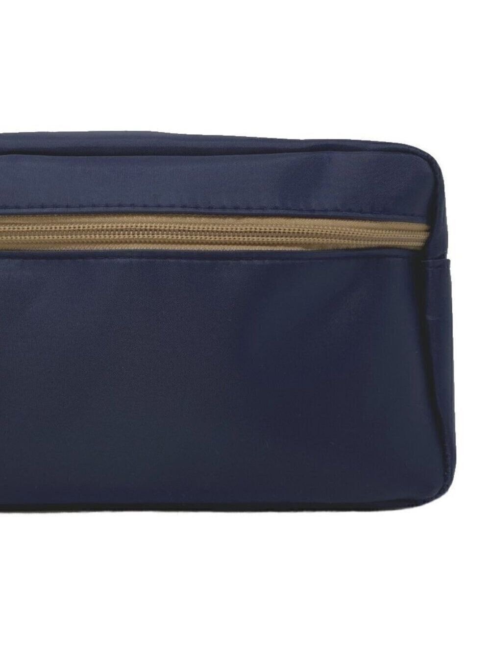 Mens Navy Dopp kit Travel Bag toiletries bag with tan top and side zipper NEW - Picture 2 of 2
